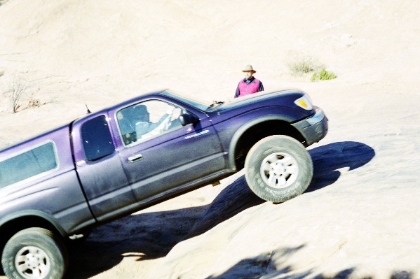 Chris' purple taco climbs the ledge